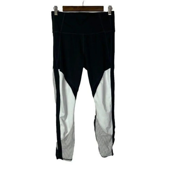 Athleta High Rise Precision Tight Black & White Mesh Color Block M - Picture 2 of 6